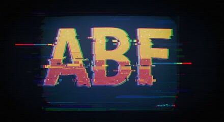 Glitch Art with Distorted Text on Digital Screen Representing Media Error in Colorful Display