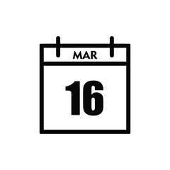 calender icon, 16 march icon with white background