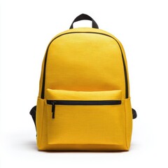 Yellow backpack isolated centered on white background