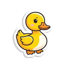 Fototapeta premium Adorable Yellow Duckling Cartoon Illustration Sticker Design