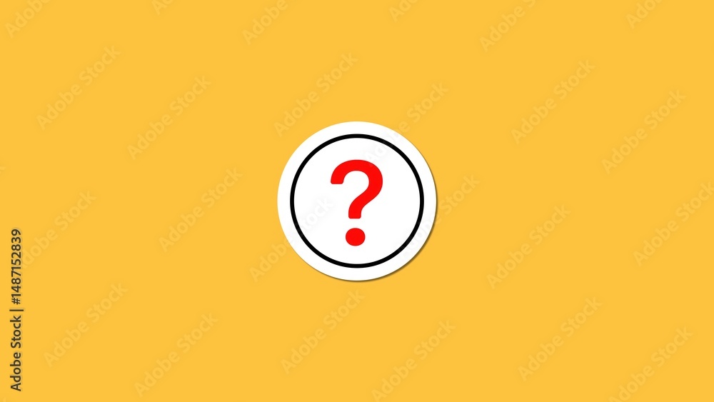Aufkleber a red question mark icon inside a white circle on a yellow background suitable for design and infogr