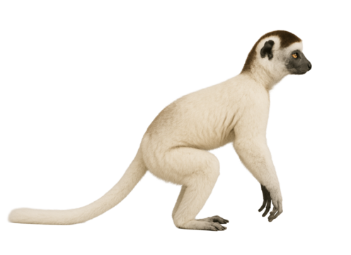 Side view of a Verreaux's sifaka sitting