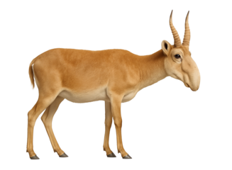 Side view of a saiga antelope standing alert