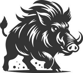 Black vector of a boar animal mammal silhouette