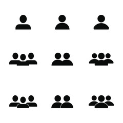 Minimalist One, Two, and Three People Silhouette Icon