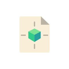 Isometric cube representation within document icon for software application design