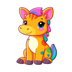Adorable Colorful Baby Giraffe Cartoon Illustration Perfect for Kids' Products