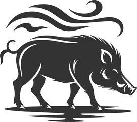 Fototapeta premium Black vector of a boar animal mammal silhouette