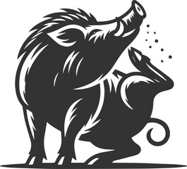 Black vector of a boar animal mammal silhouette