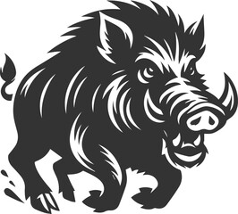 Black vector of a boar animal mammal silhouette