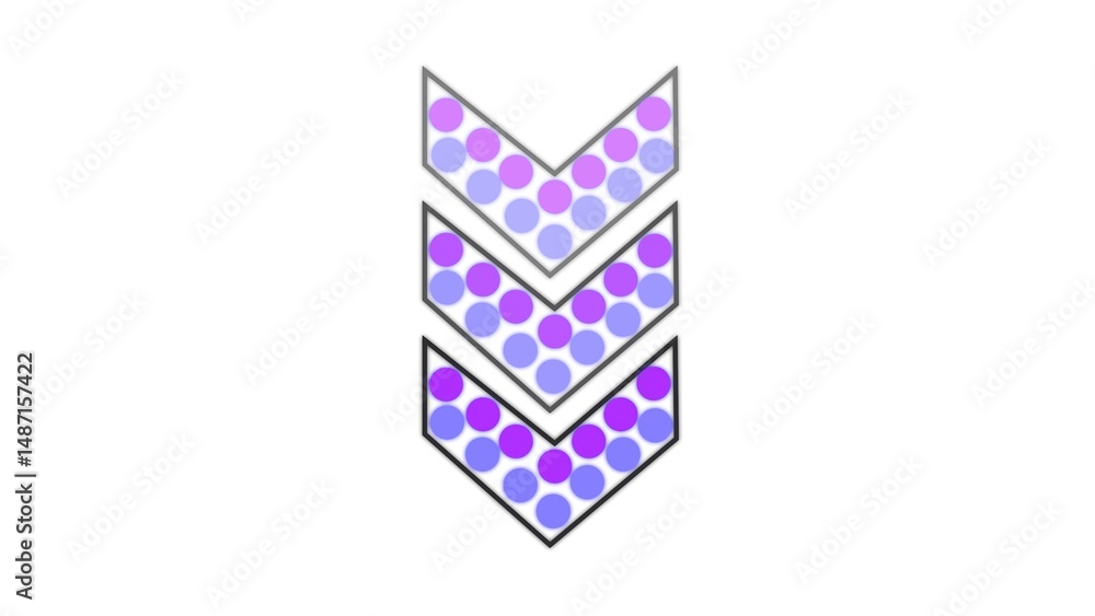 Poster abstract downward arrows symbol composed of colorful dots on a white background suitable for infogra