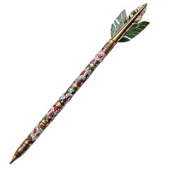 A Silk Arrow with Mughal Pietra Dura Taj Mahal Inlay Isolated on Transparent Background