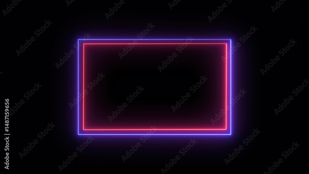 Poster animated neon square frame with dual color glow effect against a dark background perfect for modern 