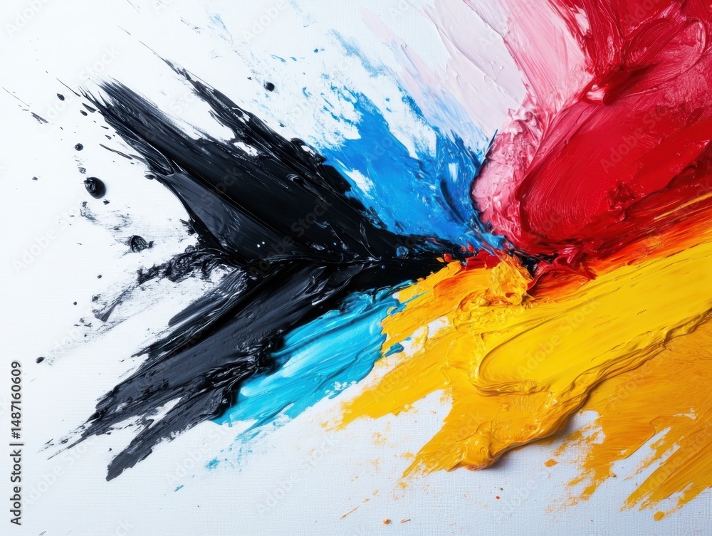 Aufkleber vibrant paint splashes create abstract art studio setting digital artwork colorful environment close