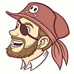 Fototapeta premium Pirate emoji with eye patch, beard, and golden tooth