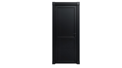 Modern Matte Black Door with Minimalist Frame Isolated on Transparent Background for Interior Design and Architecture
