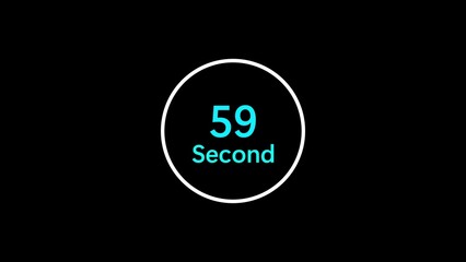 Digital countdown timer showing fifty nine seconds remaining against a black background in a simple and modern style