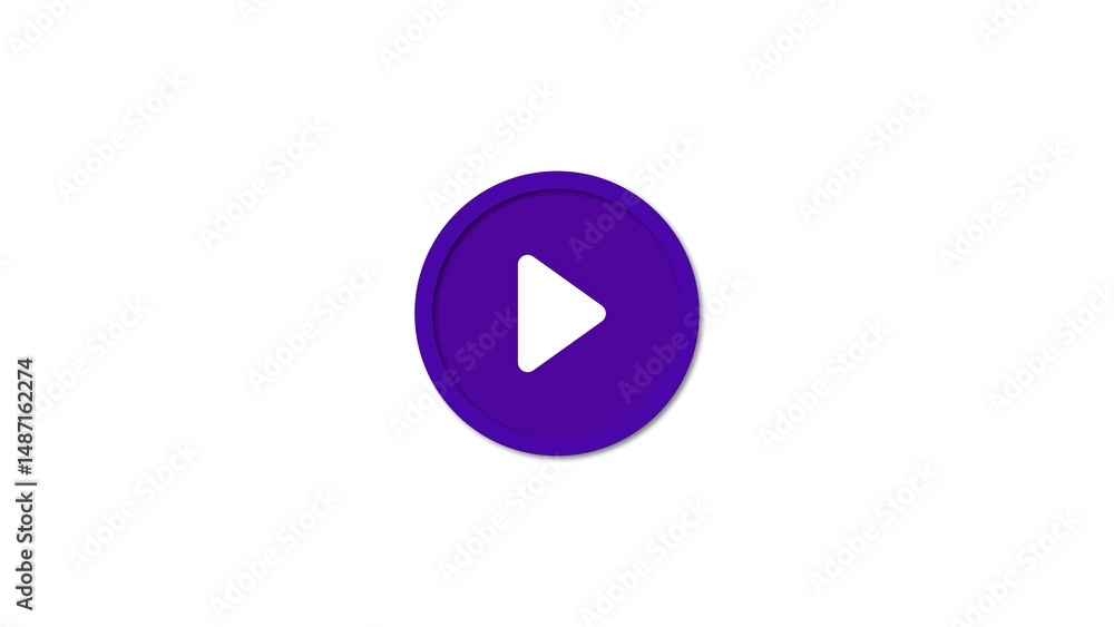 Poster simple and modern purple play button icon centered on white background suitable for web and mobile a