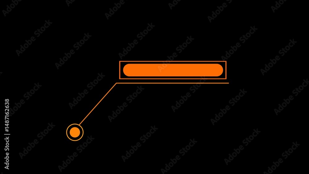Poster abstract minimalist design with orange text box and callout element on black background for modern p