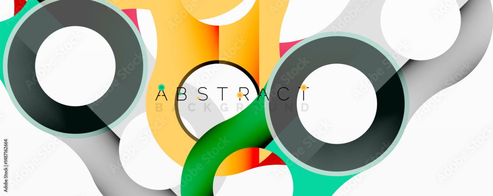 Aufkleber Abstract design features overlapping circles, vibrant colors, modern aesthetic. Clean lines create dynamic visual impact.