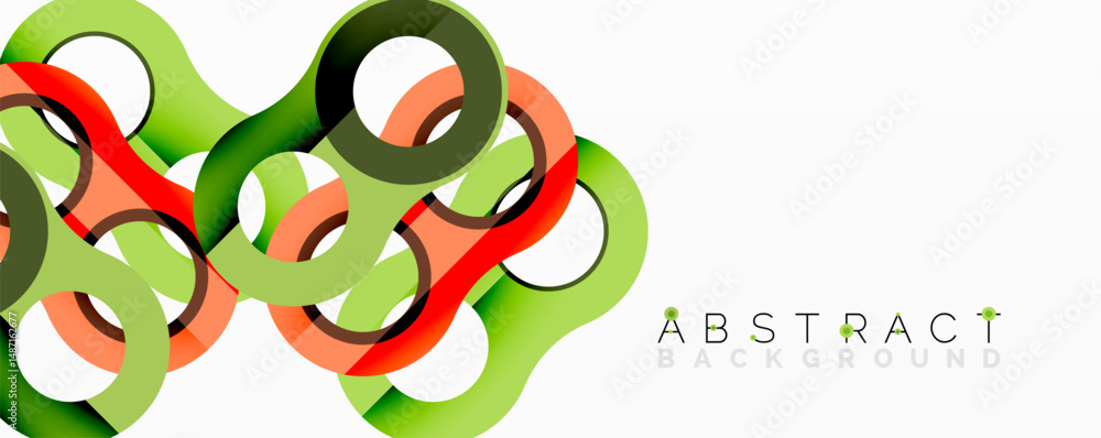 Aufkleber Abstract design features overlapping colorful circles. Green, orange, red hues create modern visual effect. Simple background.