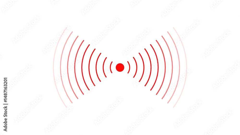 Poster red wifi signal icon depicting wireless internet connection and connectivity across the digital worl