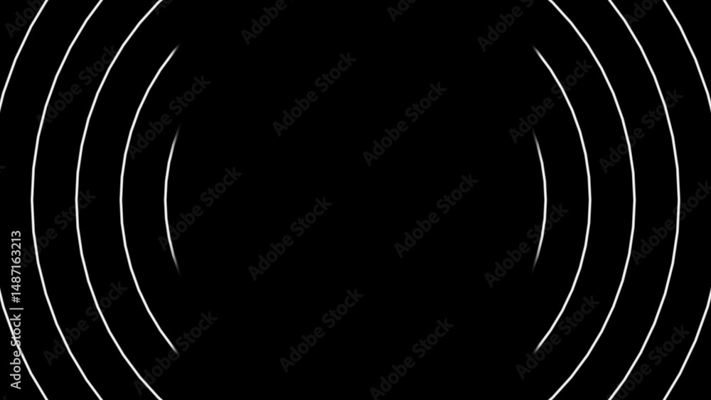 Poster abstract minimalist composition featuring concentric white lines radiating against a dark background