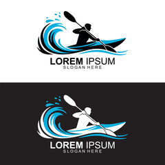 Water Sports Logo with Kayaker Silhouette