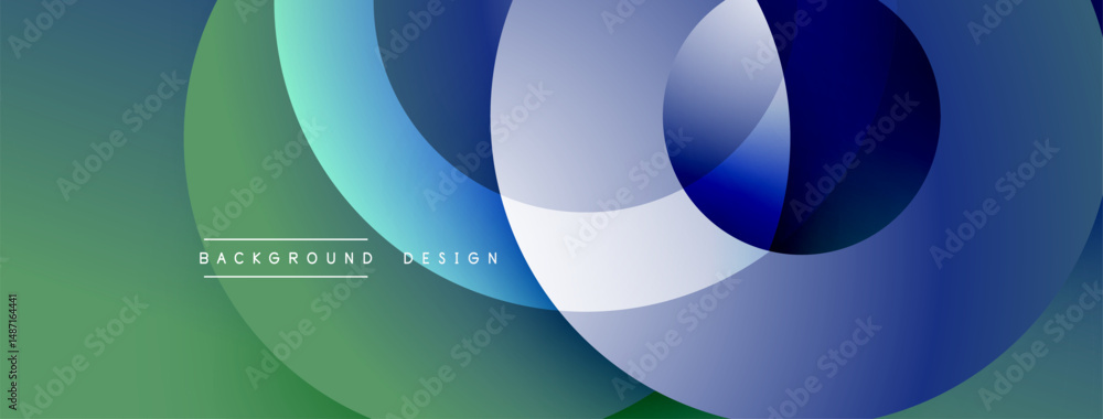 Poster Abstract fluid shapes overlap, creating vibrant color gradients. Modern design features smooth transitions, cool tones dominate composition.