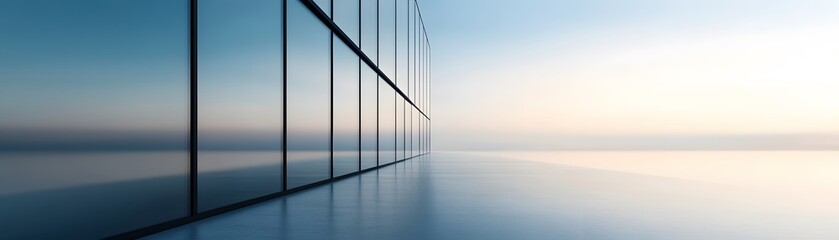 Fototapeta premium Modern architectural facade with large windows.