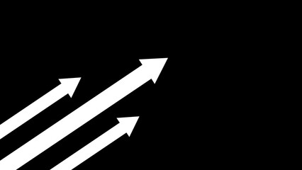 Ascending white arrows on black background representing growth progress development forward motion achievement and strategic direction