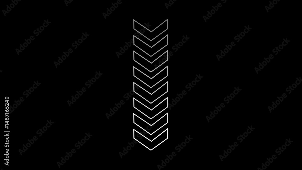 Poster minimalist arrow symbol design composed of multiple chevrons against a black background offering a s