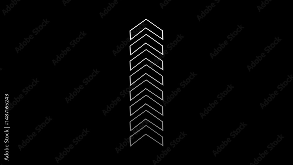 Poster simple and stylish upward directional arrows in vertical arrangement on black background for design 