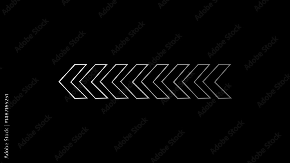 Poster minimalist arrow pattern directional design against a black background indicating movement progress 