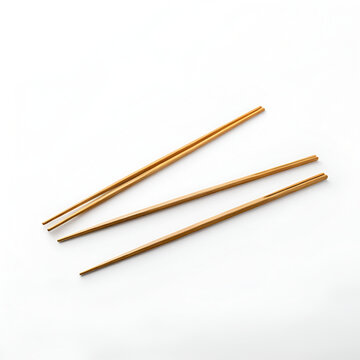 wooden chopsticks isolated on white background