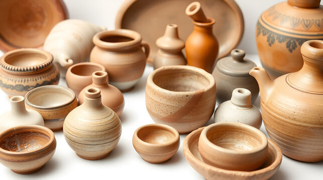 Pottery and ceramics craft isolated on white or transparent background