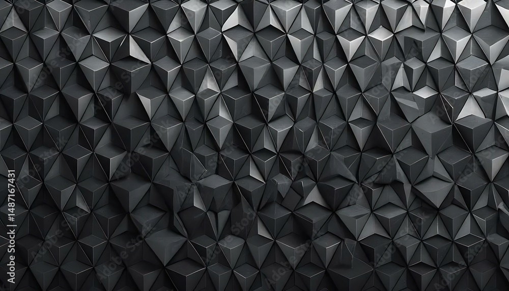 Aufkleber abstract dark geometrical background of triangles and cubes creating a modern design texture.