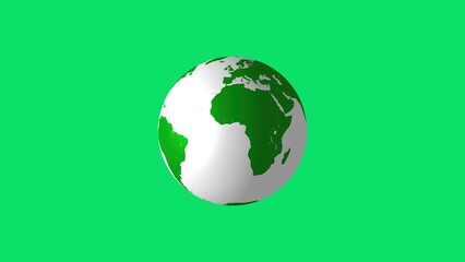 3d rendered earth globe showcasing continents with green coloration against a vibrant green backdrop promoting environmental awareness and global concepts.