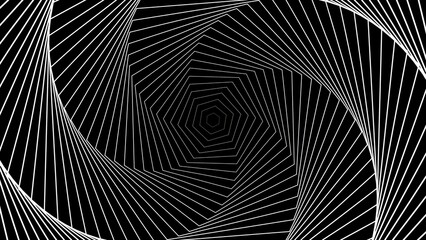 Black And White Hexagon Spinning Optical Illusion Tunnel Rotating - Abstract Background Texture