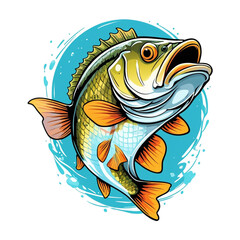Big bass fish vector cartoon for t shirt Big bass fish t shirt design