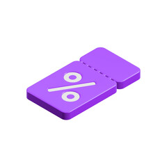 percent coupon discount 3d purple color