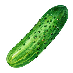 Fresh Green Cucumber Illustration with Detailed Texture and Natural Color Variation Perfect for Culinary and Gardening Themes