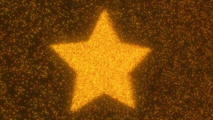 Bright Glowing Five Point Star Shape Composed Of Tiny Sparkle Lights - Abstract Background Texture