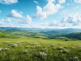 Breathtaking scenic view rolling hills nature photography serene environment panoramic perspective tranquil landscape