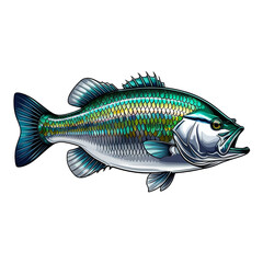 Big bass fish vector cartoon for t shirt Big bass fish t shirt design