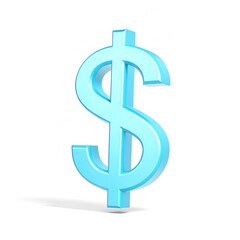 Fototapeta premium Light Blue Dollar Sign Symbol on a White Background 