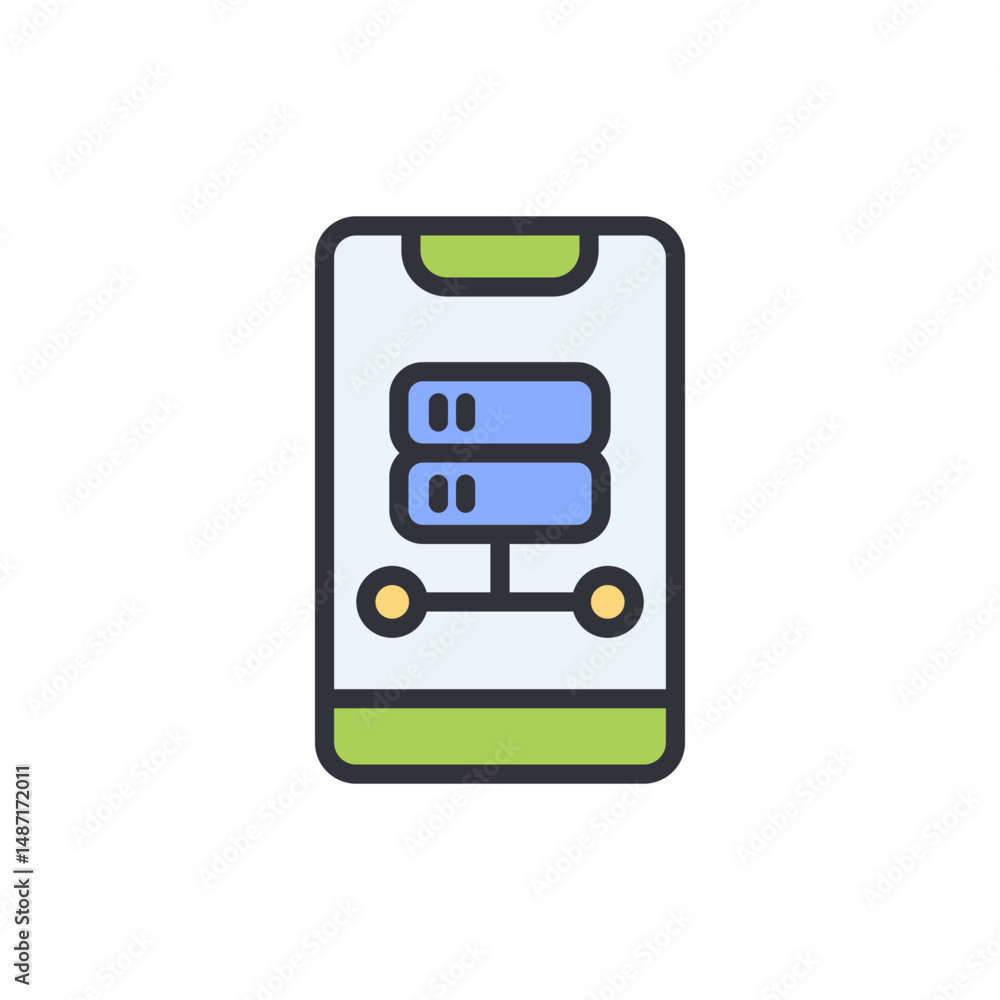 Poster modern mobile data storage visualization on a smartphone screen