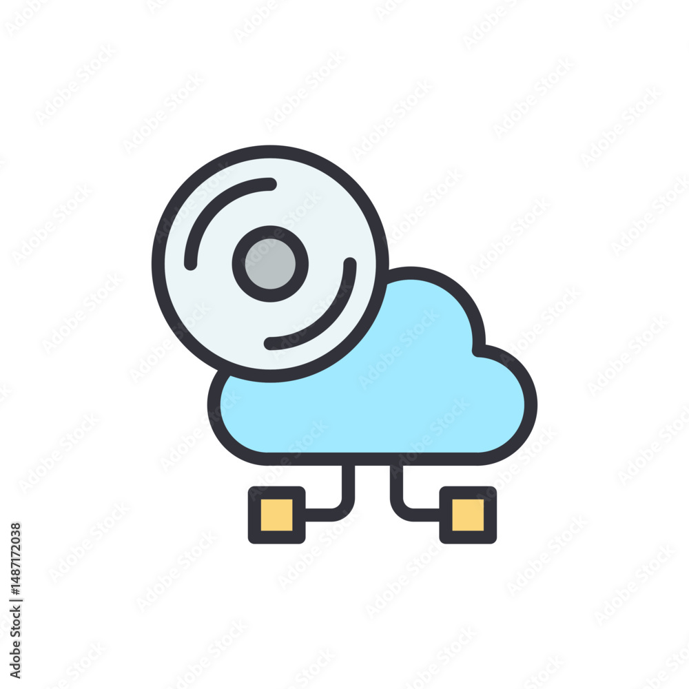 Poster cloud storage integration representing digital data and connectivity