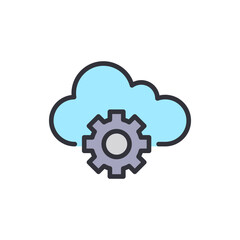 Cloud Computing And Configuration Concept With Gear On Digital Cloud
