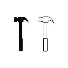 hammer icon vector design silhouette and line style